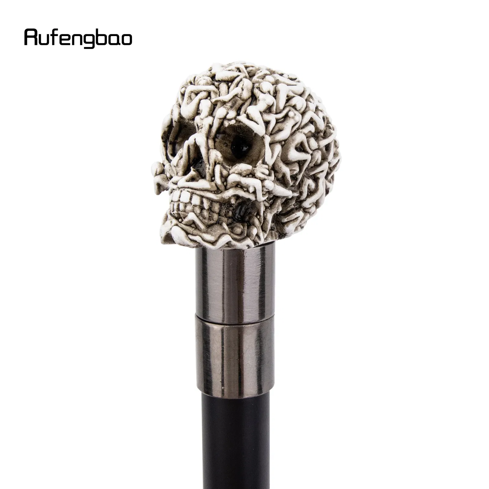 White Resin Skull Head Walking Cane Fashion Decorative Steel Stick Gentleman Elegant Cosplay Cane Knob Crosier 92cm