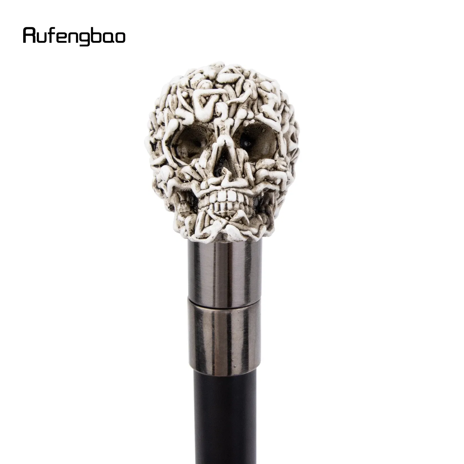 White Resin Skull Head Walking Cane Fashion Decorative Steel Stick Gentleman Elegant Cosplay Cane Knob Crosier 92cm