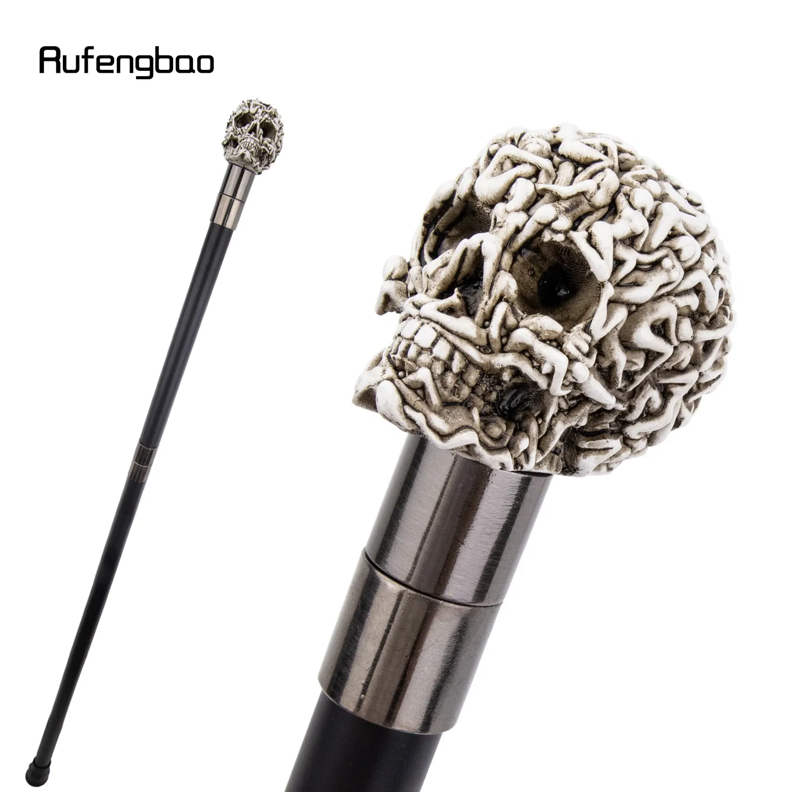 White Resin Skull Head Walking Cane Fashion Decorative Steel Stick Gentleman Elegant Cosplay Cane Knob Crosier 92cm