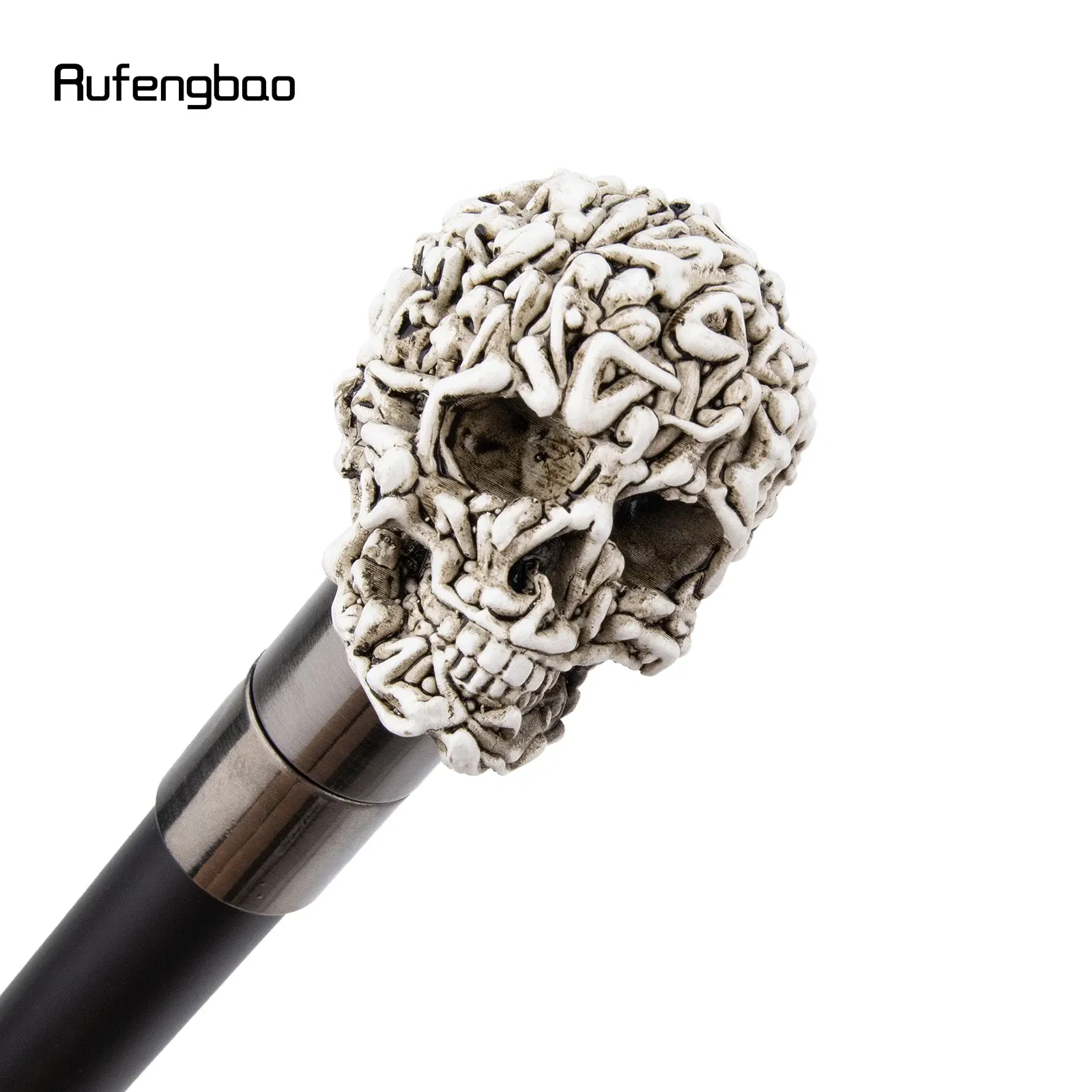 White Resin Skull Head Walking Cane Fashion Decorative Steel Stick Gentleman Elegant Cosplay Cane Knob Crosier 92cm