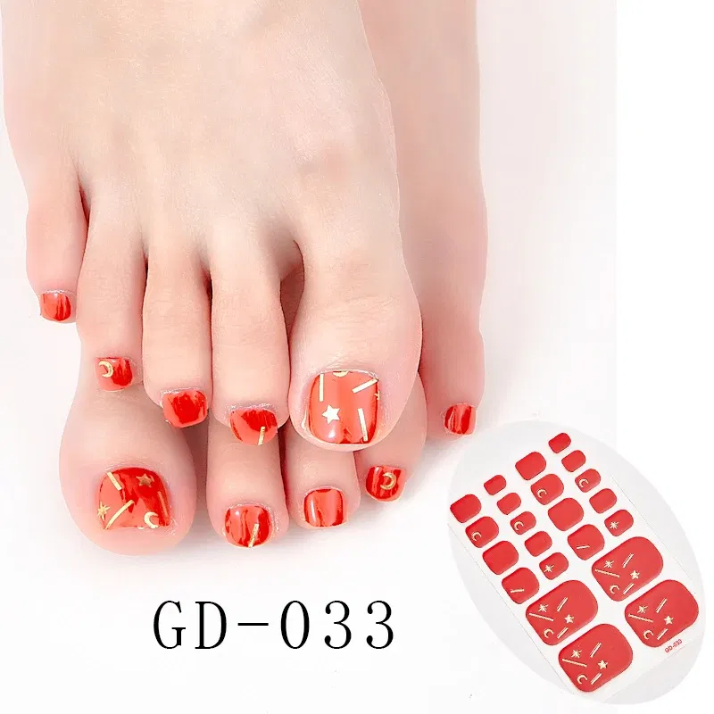 Color: Dark Navy - 22 Tips/Sheet Women Salon Fashion Nail Stickers Designed Full Beauty Full Cover Nail Stickers Novidades Nails Sticker Designer