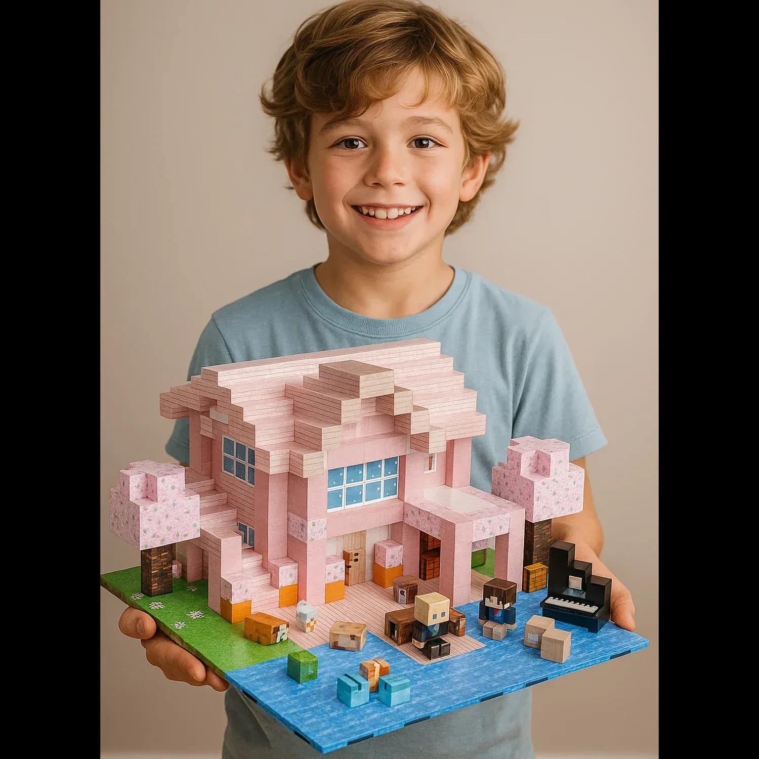 Color: Medium Lavender - Magnetic Building Blocks Mine World Magnet Cube Set for Boy Girl Kid Age 3+ DIY Pixel style Model Base plate STEM Toy Baseplate