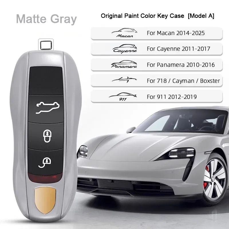 Color Name: milky - For Porsche Cayenne 9ya 9yb Panamera 971 911 Targe Taycan Macan 95b Cayman 718 Boxster 2014-2025 Car Remote Smart Key Case Cover