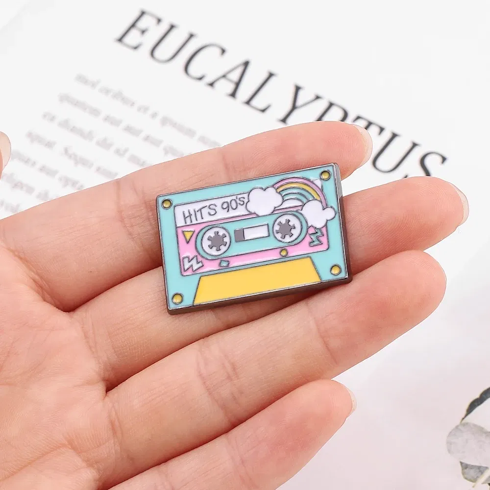 Punk Music Lovers Enamel Pin Good Vibes Tape DJ Rainbow Record Player Badge Brooch Lapel Pin Cool Gothic Jewelry Gift