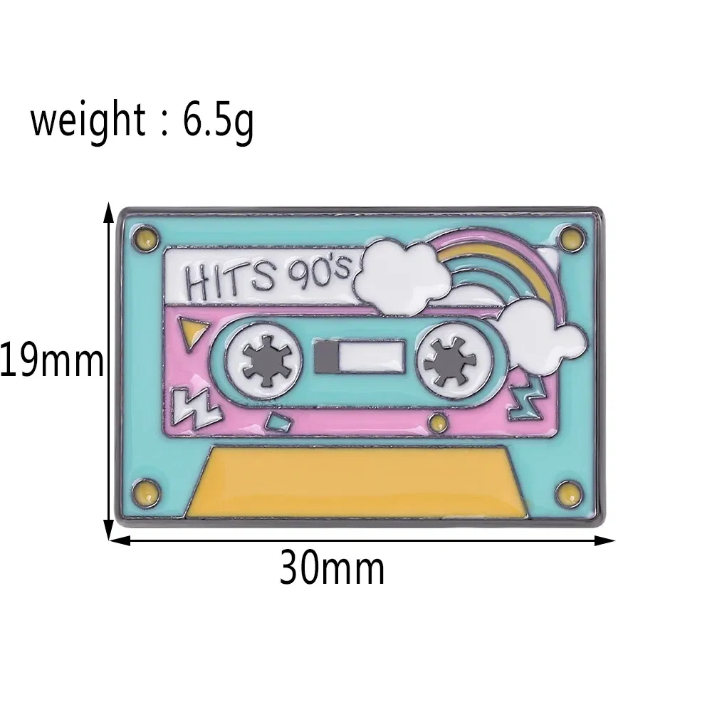 Punk Music Lovers Enamel Pin Good Vibes Tape DJ Rainbow Record Player Badge Brooch Lapel Pin Cool Gothic Jewelry Gift