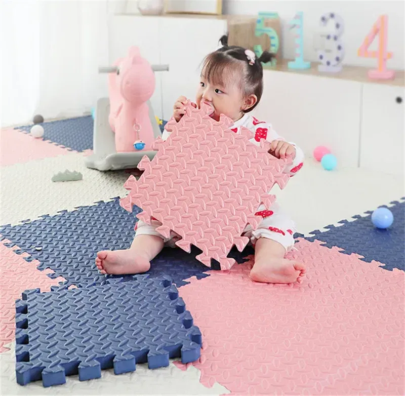 Color: Gold - Thicken 2.5cm Tatame Baby Play Mat Activities Mat for Baby Mat 6PCS Game Mats Playroom Mat Play Mats Floor Noise Mat Puzzle Mat