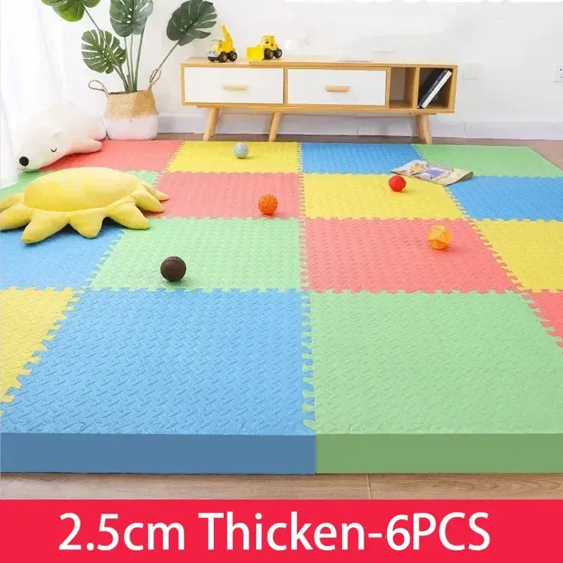 Color: Gold - Thicken 2.5cm Tatame Baby Play Mat Activities Mat for Baby Mat 6PCS Game Mats Playroom Mat Play Mats Floor Noise Mat Puzzle Mat