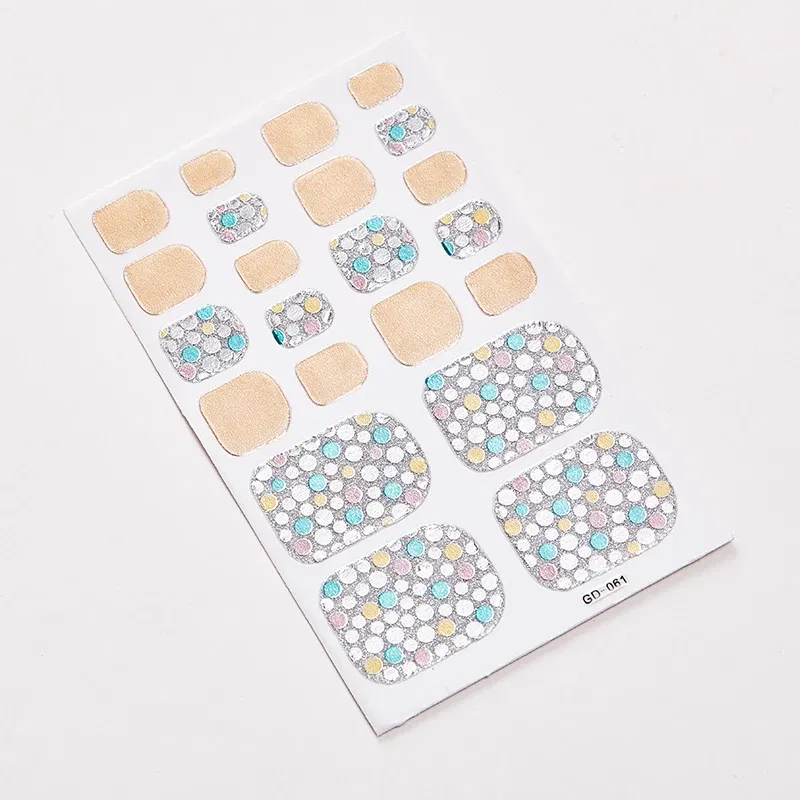 Color: Ice Blue - 22 Tips/Sheet Valentines Loveliness Full Cover Nail Stickers Fashion Nail Stickers Nail Sticker Set Designed Nail Tape Shiny