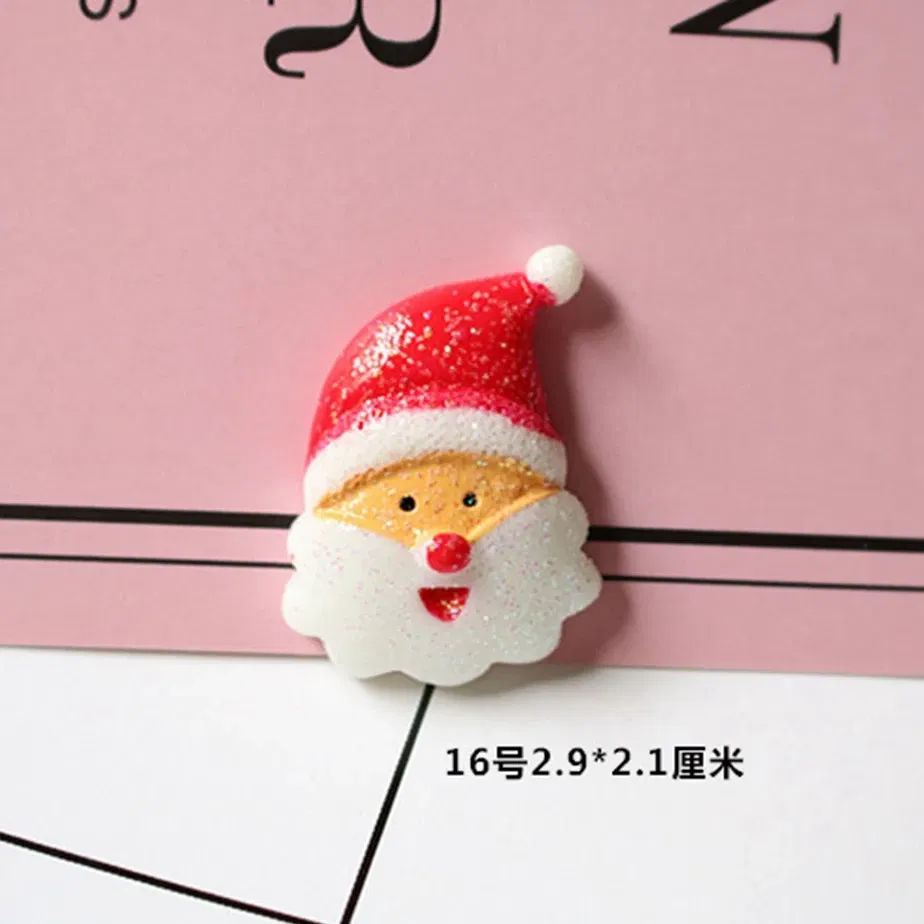 Color: Dark Brown - 100pcs/lot Glitter Christmas tree snowman 3D resin patch for diy fridge magnet phone hair accessories wholesale