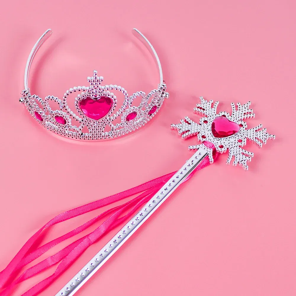 Color: Beige - Pincess Anna Elsa Cosply Accessories Crown Magic Wand Necklace Wig Gloves Frozen Snow White Belle Cinderella Princess Role Play