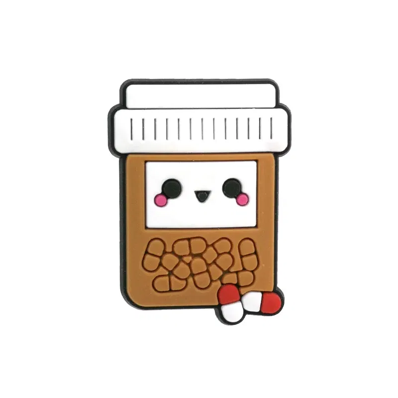 Color: Khaki - 1pcs Medical Clog Accessories Stethoscope Syringe Gibit Shoe Charm Clog Pins Teeth Uterus Nurse Clips Jeans Girl Women Gift