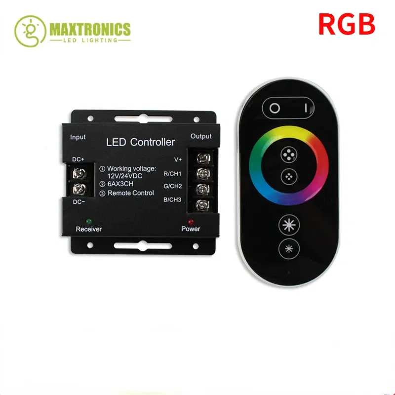 Color: light green - DC12-24V LED Strip Light RF Touch Remote Controller Dimmer 12A 18A for 3528 5050 SMD COB CCT RGB Tape Lights Adjust Brightness