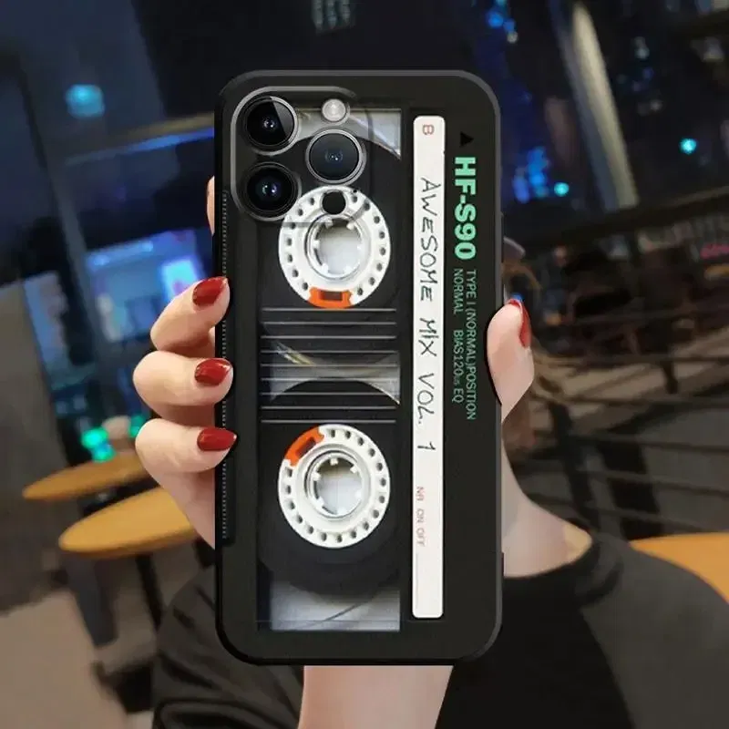 Color: SKY BLUE, Material: Neoprene - Magnetic Radio Tape Cassette Pattern Phone Case For Samsung Galaxy S10 S20 S21 S22 S23 S24 FE Plus Ultra Note 20 Phone Cover