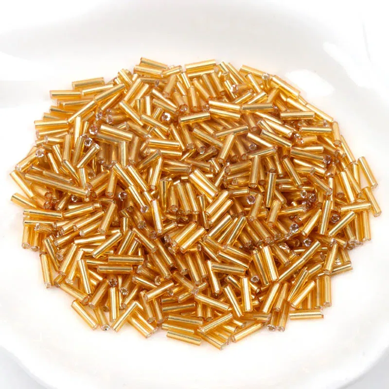 Color: Yellow - Tube LINED Glass Czech Seed Spacer beads For jewelry handmade DIY Wholesale 17 colors 2x6mm 300pcs