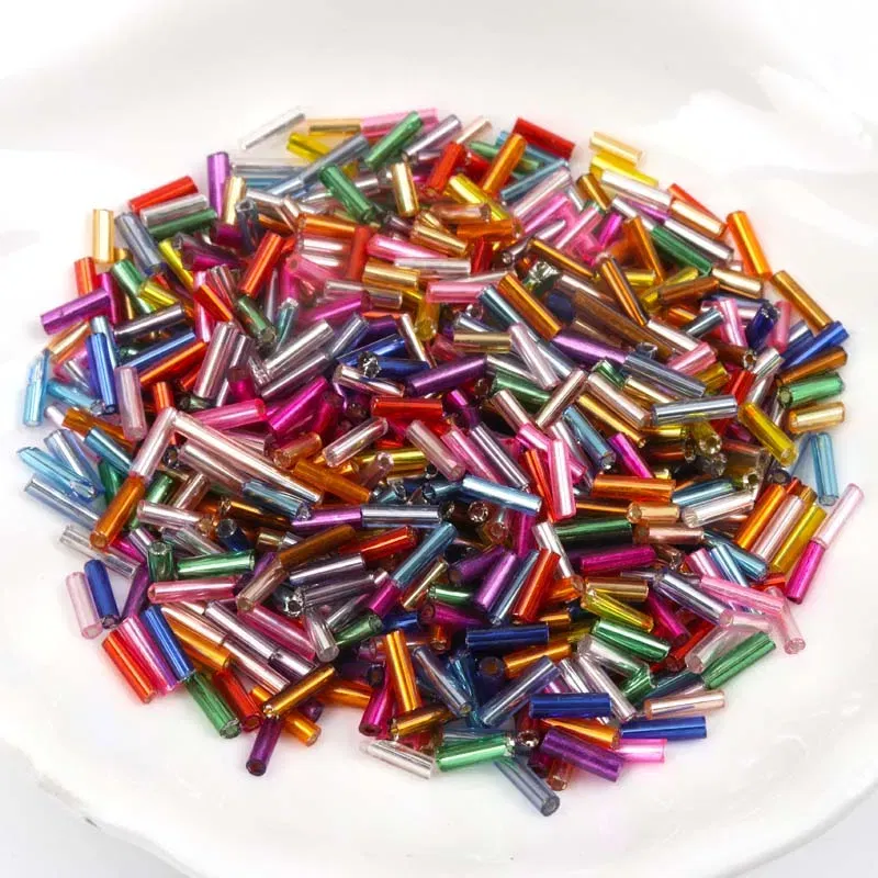 Color: Yellow - Tube LINED Glass Czech Seed Spacer beads For jewelry handmade DIY Wholesale 17 colors 2x6mm 300pcs