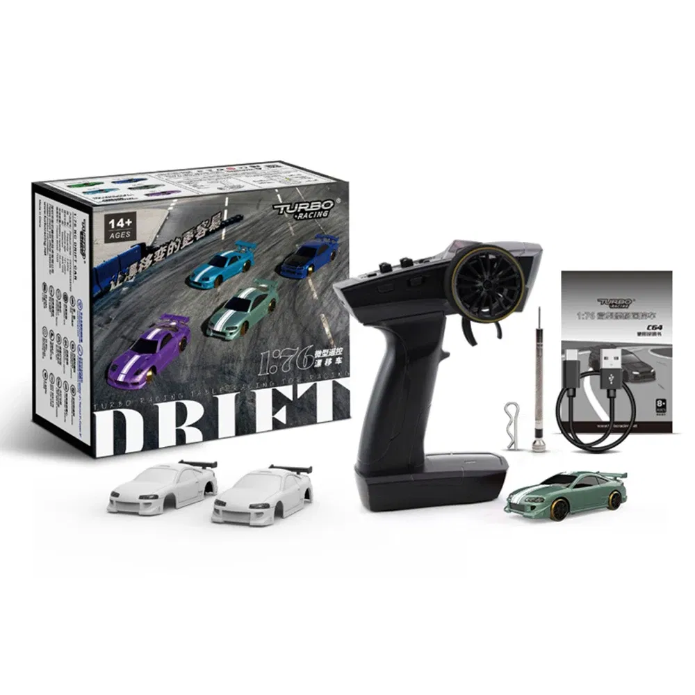 Color: black - TURBO RACING C61 C62 C63 C64 C74 1/76 MINI RC Electric Remote Control Model Car Drift Racing Adult Desktop Toys