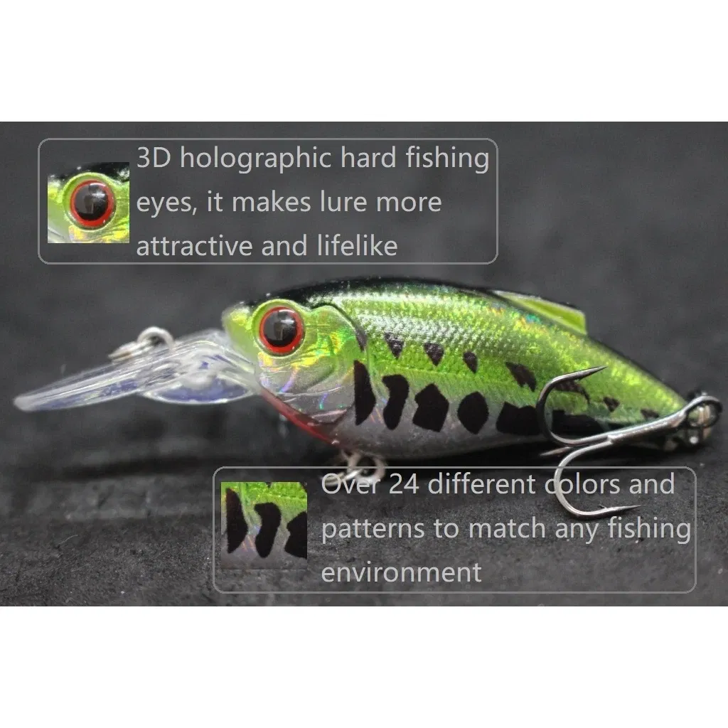 Color: Black - wLure Fishing Lure Wobbler 9.4g 7cm Loud Rattling Weight Transfer to Make Longer Casting 2 #6 Treble Hooks ABS Construction C647