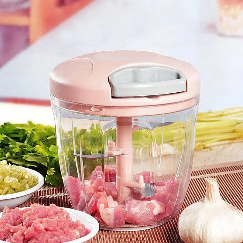 Color: Dark Khaki - 500/900ML Manual Meat Mincer Garlic Chopper Rotate Garlic Press Crusher Vegetable Onion Cutter Kitchen Cooking Accessories