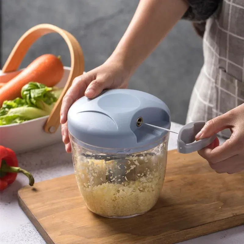 Color: Dark Khaki - 500/900ML Manual Meat Mincer Garlic Chopper Rotate Garlic Press Crusher Vegetable Onion Cutter Kitchen Cooking Accessories
