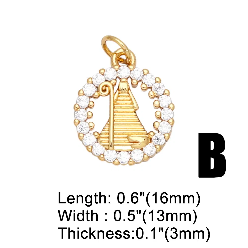 Metal color: BROWN - OCESRIO Virgin Mary Charms for Necklace Earrings Gold Plated Copper CZ Cross FE Handmade Jewelry Making Supplies DIY chma151