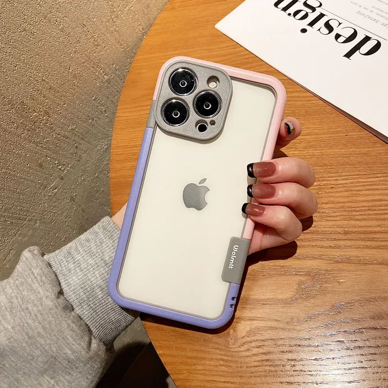 Color: Khaki, Ships From: CHINA, Material: Leather - Better Heat Dissipation Dual Color Bumper Border Soft Phone Case For iPhone 17 16 15 14 13 12 11 Pro Max 7 8 Plus XS XR