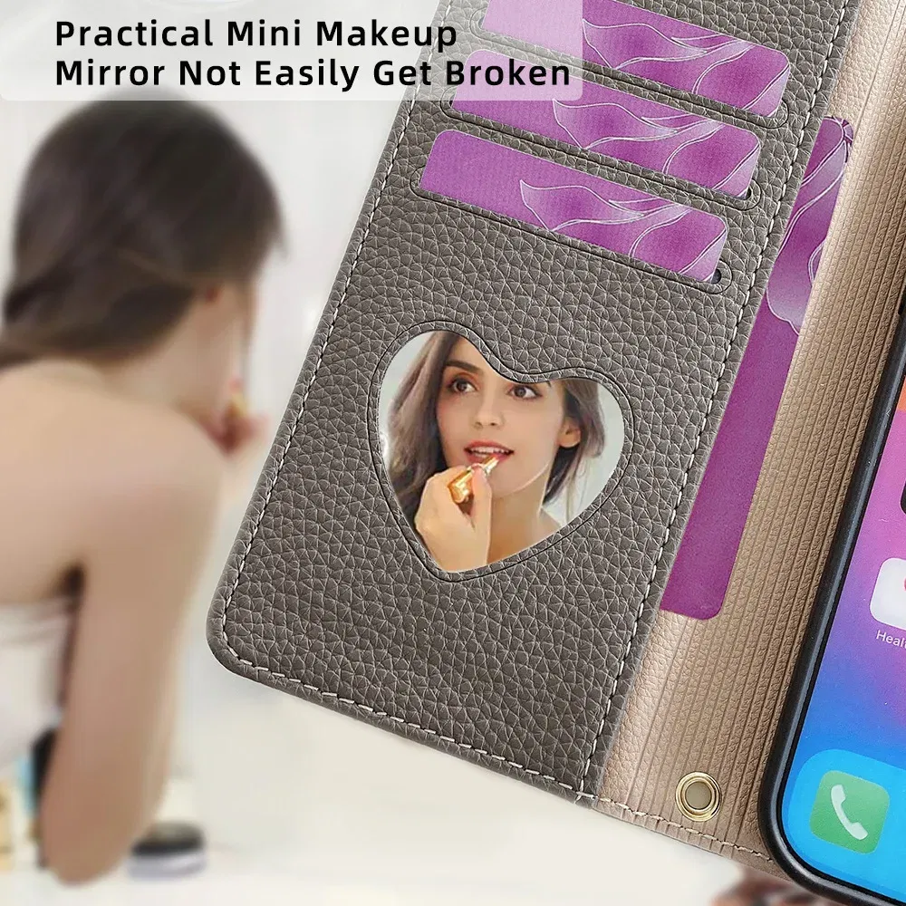 Color: Red, Compatibility by Model: Galaxy A35 - Leather Phone Case for SAMSUNG Galaxy A05 A06 A16 A15 A36 A56 A26 5G  Crossbody Wallet Case Flip Mirror Cover with Long Lanyard