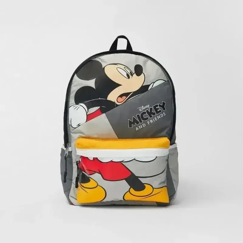 Color: GRAY - Disney New Mickey Cartoon Fashion Backpack Women's Minnie Canvas School Bag Boys and Girls Fashion Large Capacity Backpack