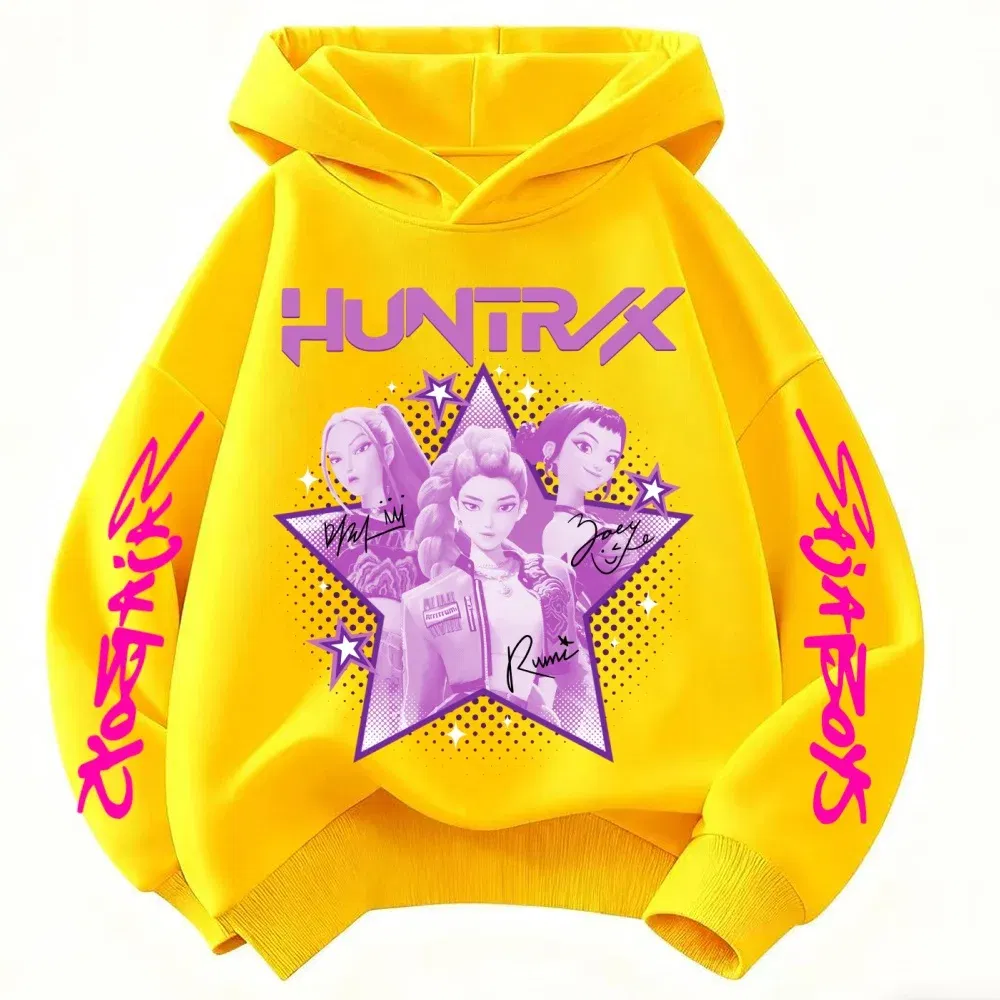 Color: Ivory, Kid Size: 4T - KPop Demon Hunter Huntrix Children's Sweatshirt Autumn New Boys Girls Fashion Street Pullover Children's Clothing