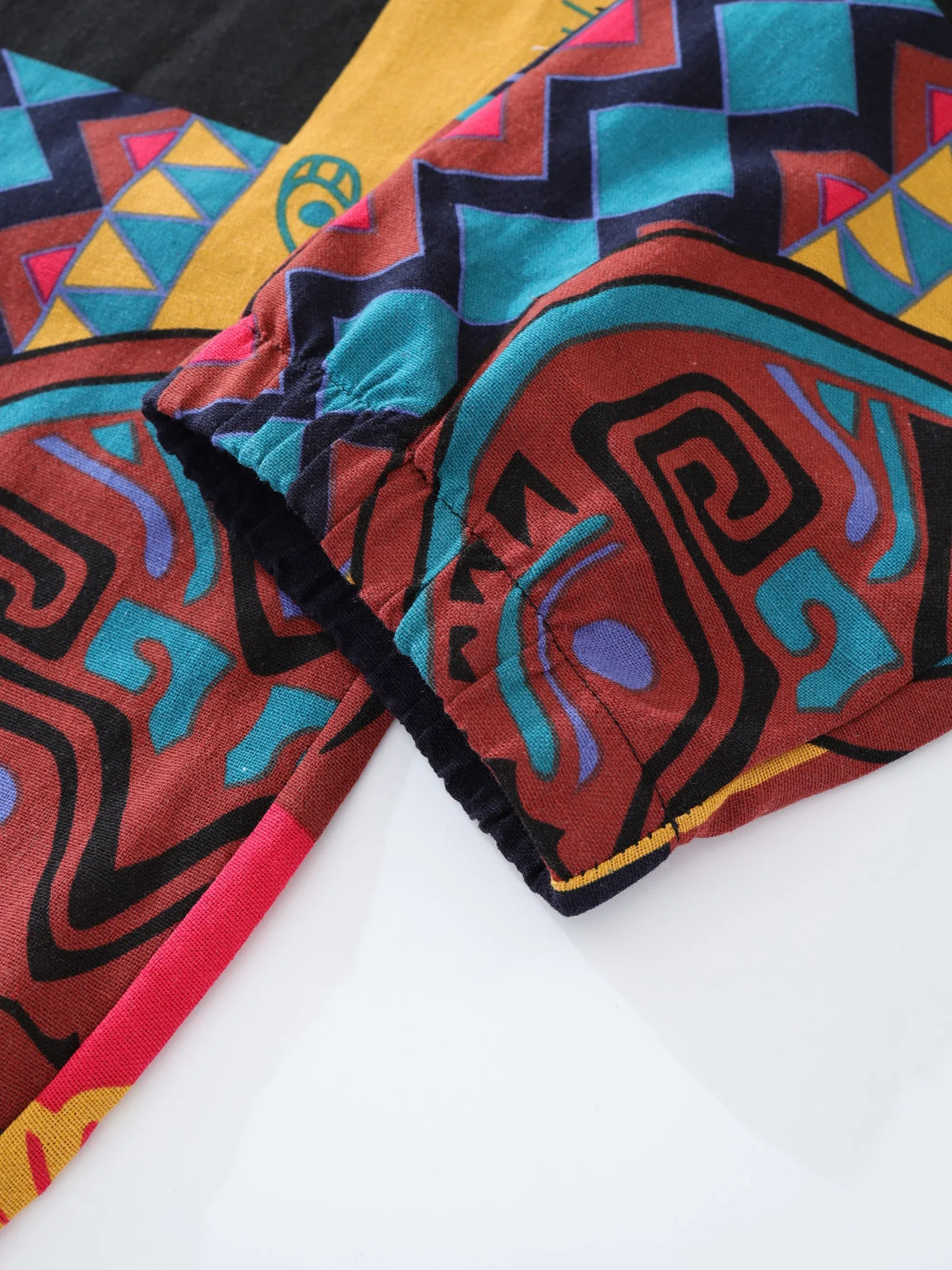 Color: SKY BLUE, Size: M - Mens Boho Tribal Print Stretch Linen Pnats Cotton Blend Drawstring LightWeight Trousers with Pockets Summer Jogger Pants