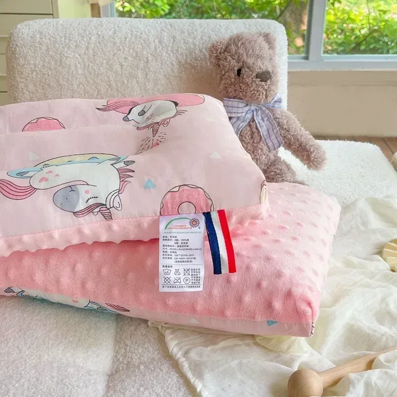 Color: PURPLE - Soft baby pillow Comfortable velvet newborn pillow Baby sleep headrest Breathable baby pillow Mom's Love