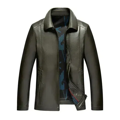 Color: SKY BLUE, Size: XXXL - QYLVAWOY Genuine Leather Jacket Men Short Black Leather Coat Male Real Sheepskin Leather Jackets Jaqueta Masculina Men's Clothes