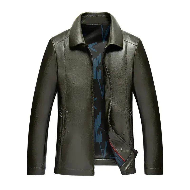 Color: SKY BLUE, Size: XXXL - QYLVAWOY Genuine Leather Jacket Men Short Black Leather Coat Male Real Sheepskin Leather Jackets Jaqueta Masculina Men's Clothes