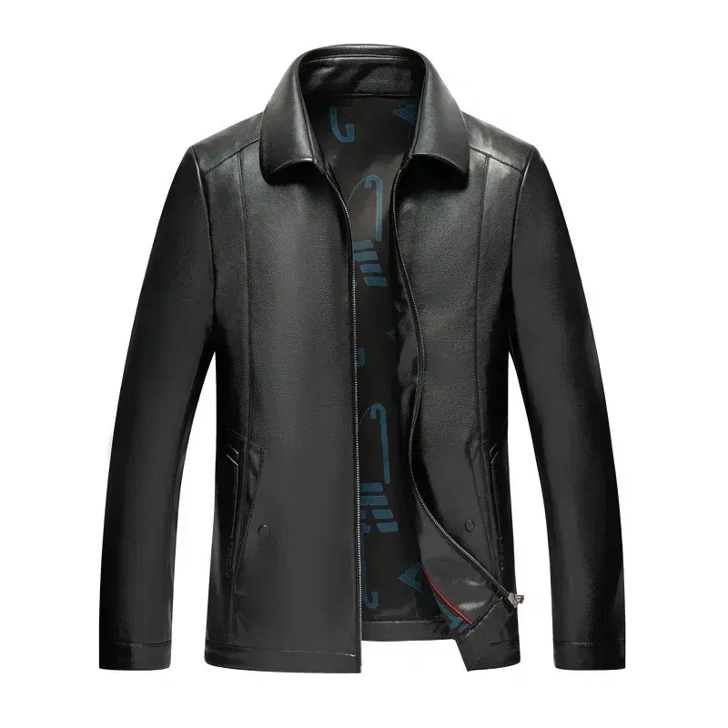 Color: SKY BLUE, Size: XXXL - QYLVAWOY Genuine Leather Jacket Men Short Black Leather Coat Male Real Sheepskin Leather Jackets Jaqueta Masculina Men's Clothes