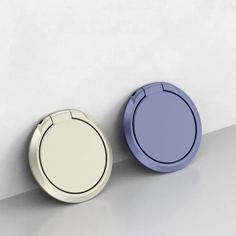 Color: PURPLE - Metal 360 Degree Rotation Mobile Phone Holder Holder Stand Ring Buckle Creative Gift Universal Lazy Car Holder Round Liquid New