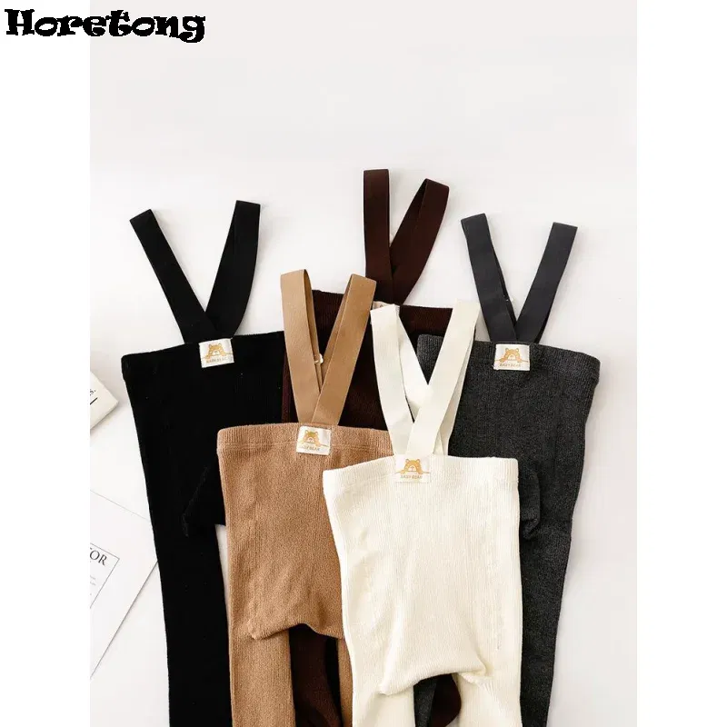 Color: Brown, Kid Size: 9M - Baby Girl Stocking 0-3 Y Infant Toddler Knit Tights Newborn Suspender Tights Pantyhose Autumn Solid High Waist Overall Legging