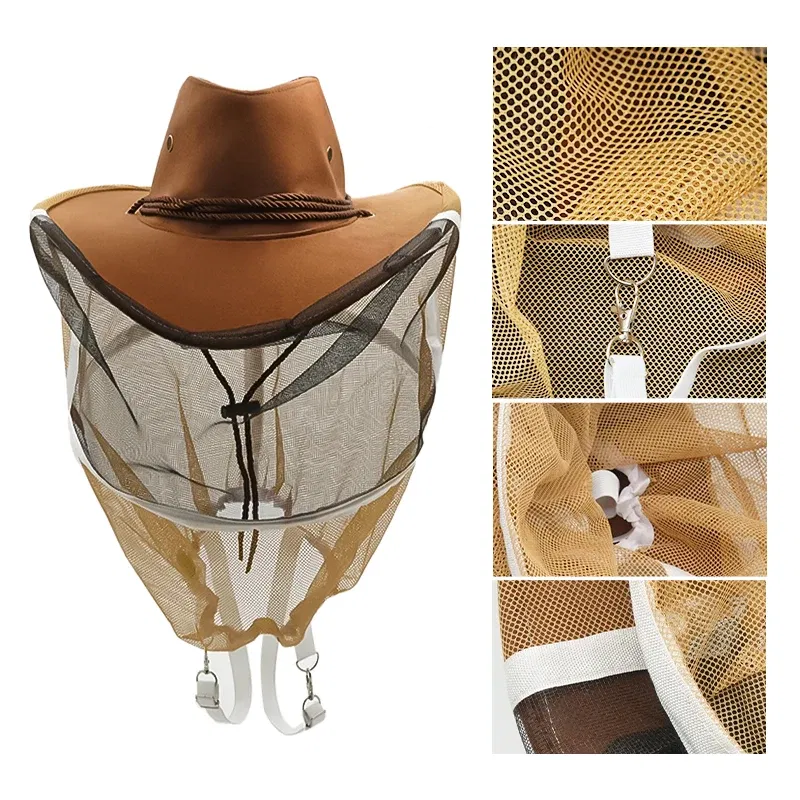 Color: light yellow, Ships From: CN, Size: M - Bee Hat Breathable Beekeepers Hat Beekeeper Hats With High Visibility Veil Face Protection Outdoor Bee Keeper Starting Kit