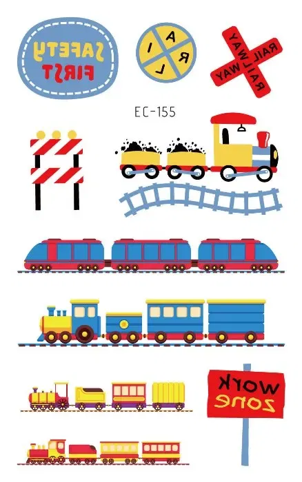 Color: Brown - 1Sheets Vehicle Temporary Tattoo Small Cars Helicopter Train Steamship Hot Air Balloon Kid  Waterproof  Fake Tattoo Sticker