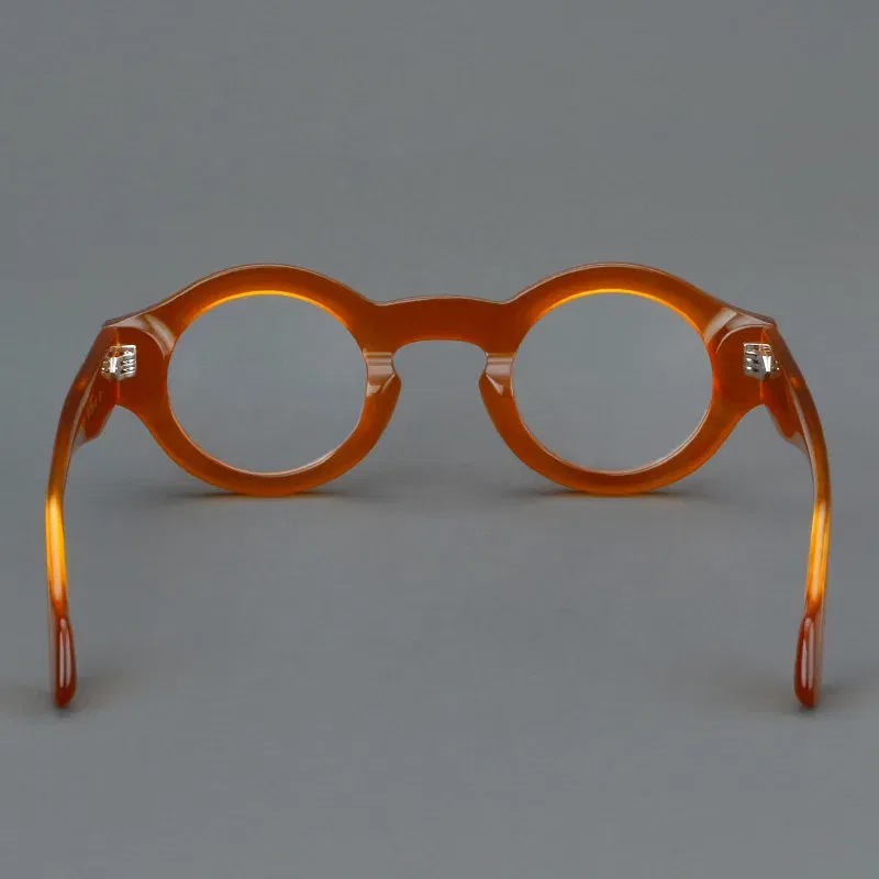 Frame Color: GRAY, Eye Prescription: +200 - VCKA Round Acetate Reading Glasses Frame Retro Men Prescription Anti-blue discolor Women Custom Optics Retro Eyewear +0.50to +10