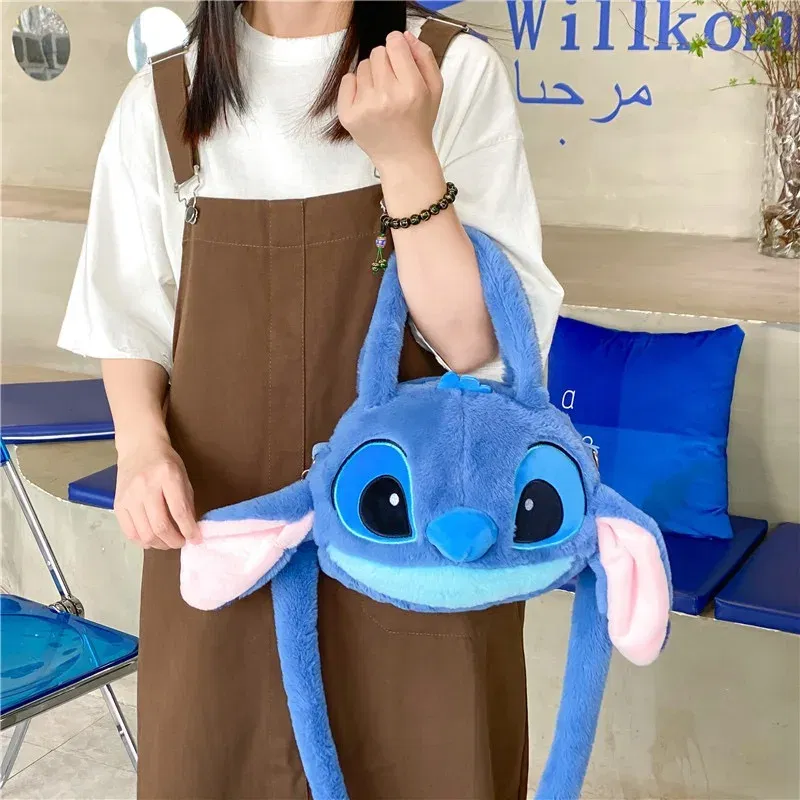 Color: black - Disney Lilo & Stitch Plush Toys Kawaii Tigger Winnie The Pooh Anime Stuffed Toys Children Cartoon Plushie Soft Girls Plush Bag