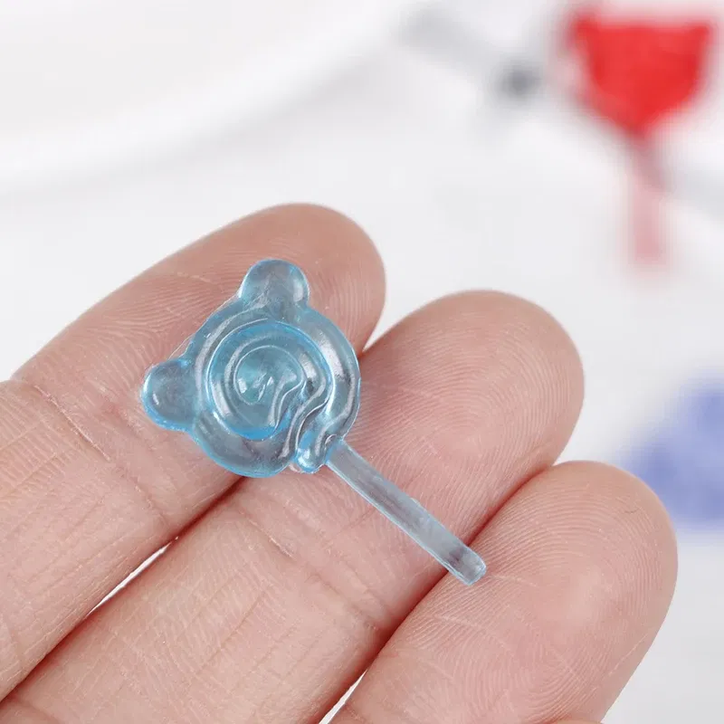 Color: WHITE - 6Pcs 1:12 Scale Doll Accessories Bear Shape Lollipop Simulation For Dollhouse Miniature Toy Doll Mini Resin Food Kitchen Gift