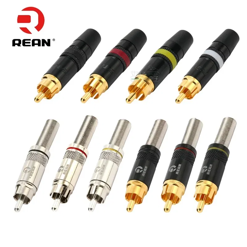 Color: Yellow - 1pcs REAN RCA audio AV video plug gold-plated large tail diameter NYS366-BG fever HIFI DVD