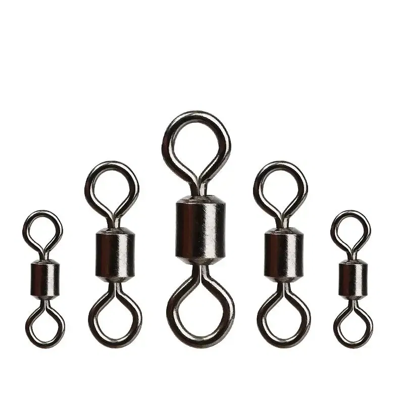 Color: Red - 50PCS/Lot Fishing Swivel Sizes Solid Connector Ball Bearing Snap Fishing Swivels Rolling Stainless Steel Beads