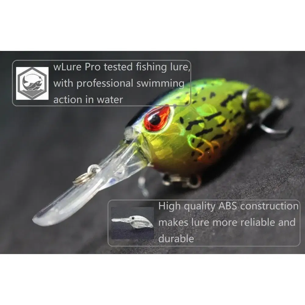 Color: Orange Red - wLure Crankbait Wobble Fishing Lure 6cm 5g Deep Diving Tight Action Fresh Water Hard Bait Floating 8# Hooks Insect Bait C770