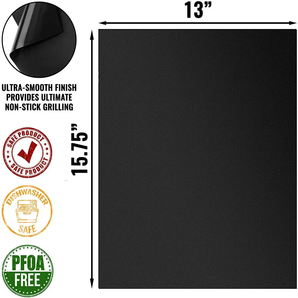 Color: grey - BBQ Grill Mat Non-stick Mat Heat Resistant Grill Mat Outdoor Baking Reusable Barbecue Party Mat 40x33cm Grill Accessories