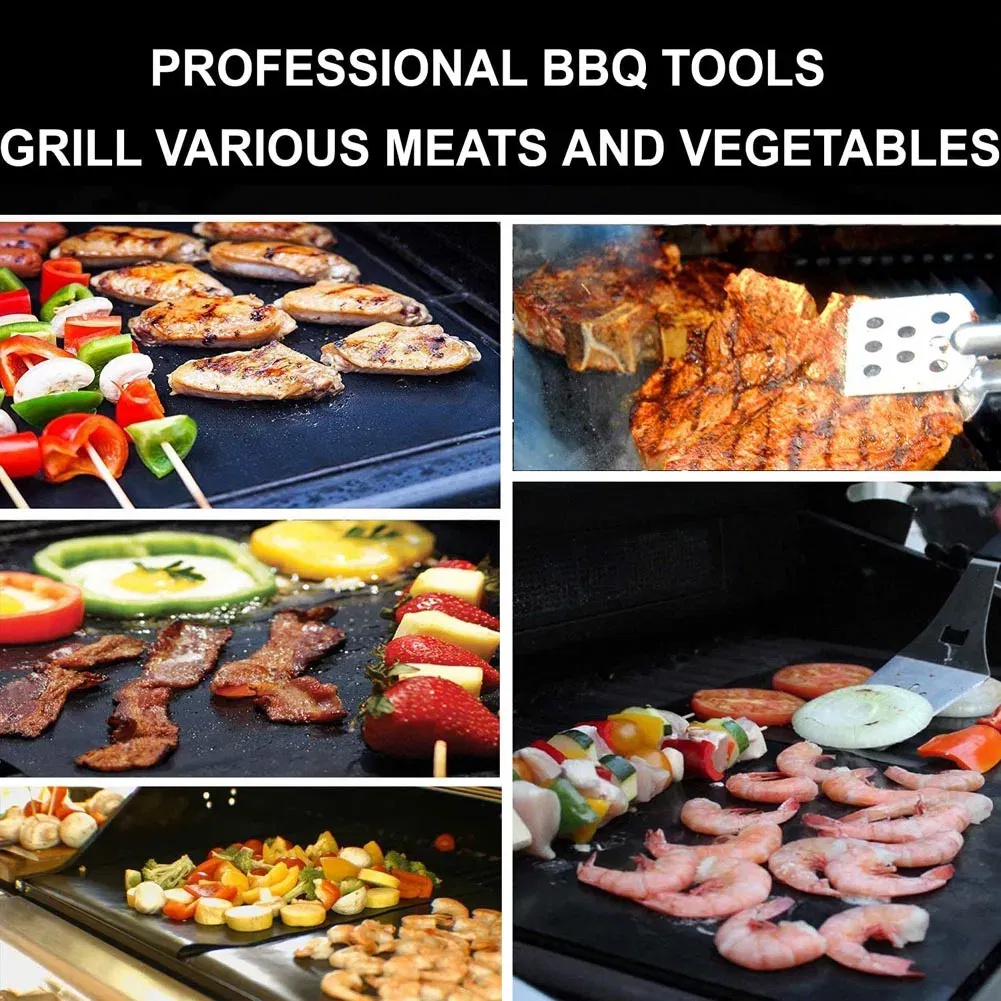 Color: grey - BBQ Grill Mat Non-stick Mat Heat Resistant Grill Mat Outdoor Baking Reusable Barbecue Party Mat 40x33cm Grill Accessories