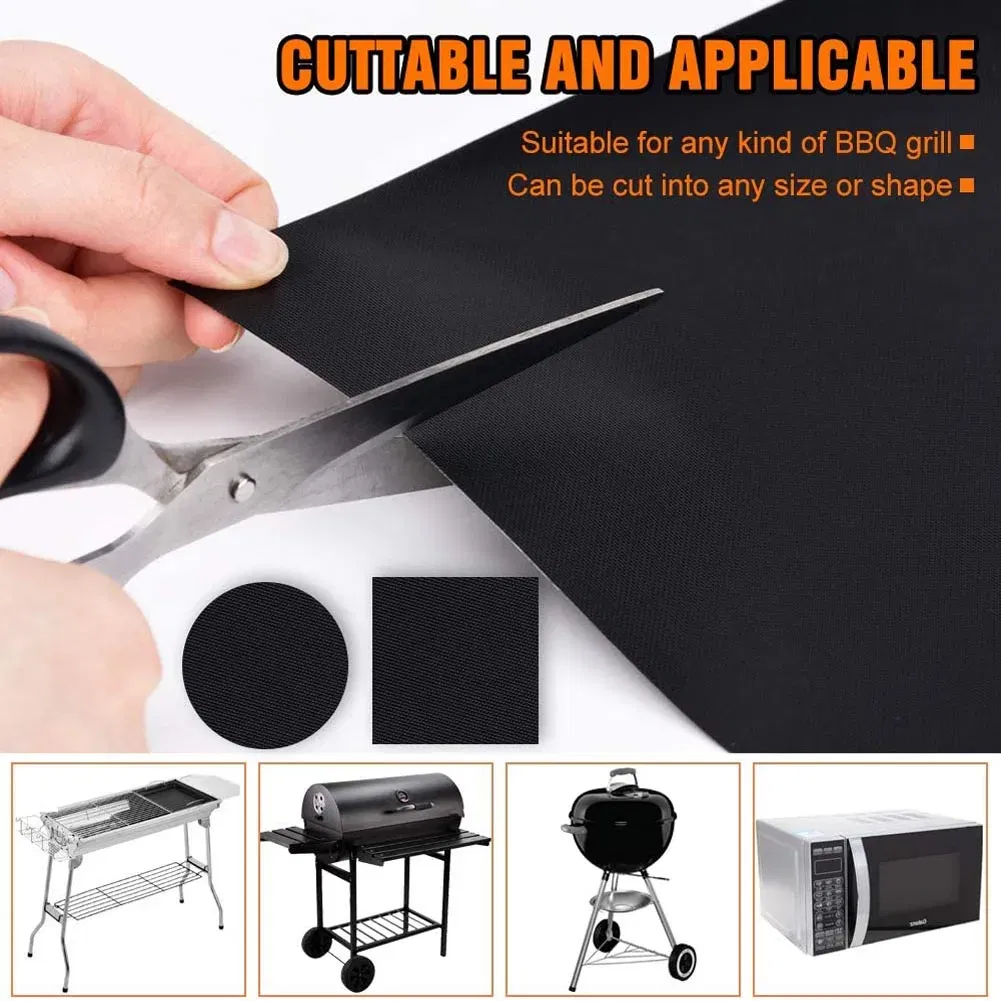 Color: grey - BBQ Grill Mat Non-stick Mat Heat Resistant Grill Mat Outdoor Baking Reusable Barbecue Party Mat 40x33cm Grill Accessories