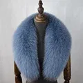 Color: Gold, Size: XXL - 100% Natural Real Fox Fur Collar For Women Men Coat Jacket Fur Scarf Winter Extra Large Size Neck Warmer Fur Scarf Shawls Wraps