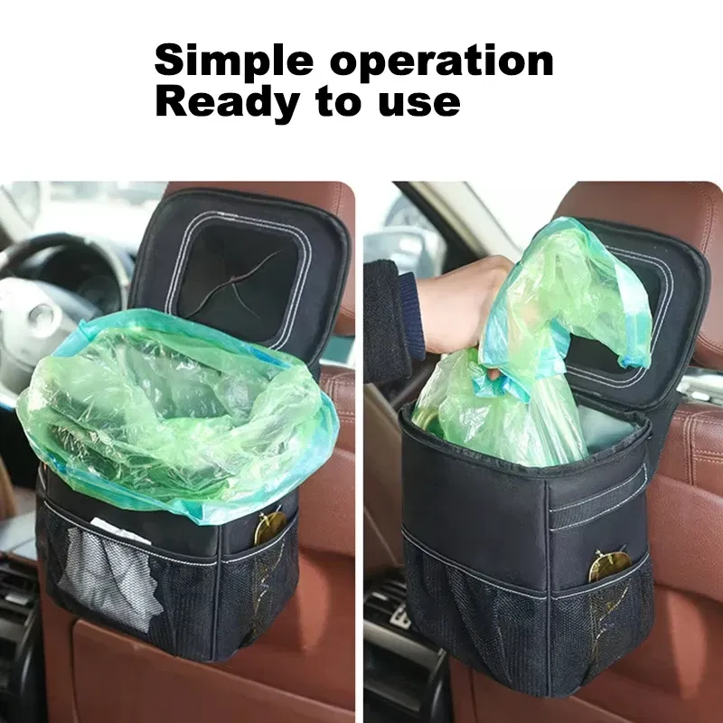 Portable Waterproof Car Trash Can Multipurpose Trash Bin Car Storage Hanging Car Garbage Bag Vehicle Storage Pockets Accessories