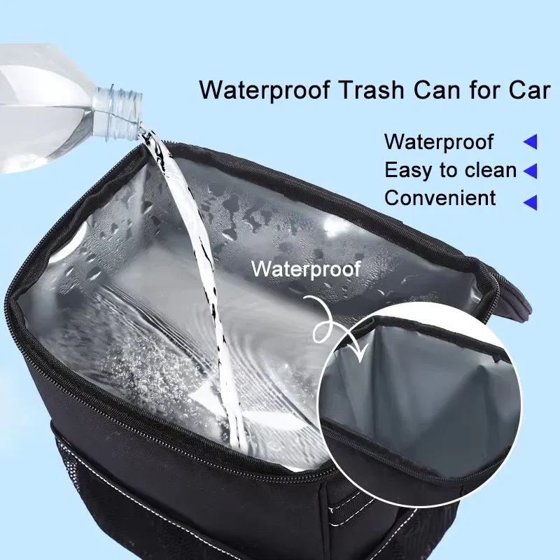 Portable Waterproof Car Trash Can Multipurpose Trash Bin Car Storage Hanging Car Garbage Bag Vehicle Storage Pockets Accessories