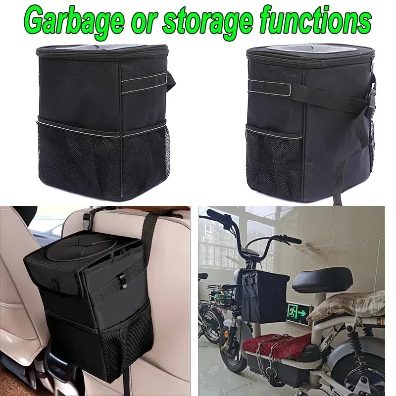 Portable Waterproof Car Trash Can Multipurpose Trash Bin Car Storage Hanging Car Garbage Bag Vehicle Storage Pockets Accessories